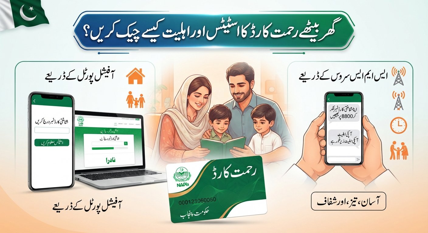گھر بیٹھے رحمت کارڈ کا اسٹیٹس اور اہلیت